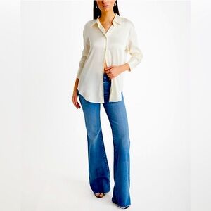 - Express Portofino Shirt Satin Slim Fit Ivory Size Large